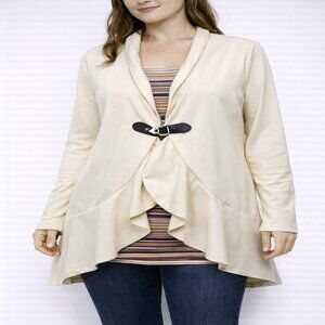Cream‎ Buckle Front Layered Tunic Top w/ Striped Tank Size XL
